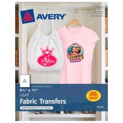 Image for Avery 3271 Light Fabric Transfers, Matte, 8-1/2 x 11 Inch, 6 Transfers from School Specialty