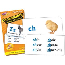 Image for Trend Enterprises Consonants Blends and Digraphs Flash Cards, Set of 72 Cards from School Specialty