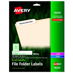 Image for Avery EcoFriendly File Folder Labels, 2/3 x 3-7/16 Inches, Pack of 750 from School Specialty