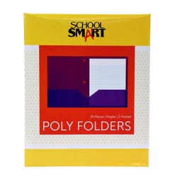 School Smart 2-Pocket Poly Folders with 3-Hole Punch, Purple, Pack of 25 2019642