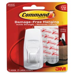 Image for Command Reusable Utility Hook with Removable Adhesive Strips, Large, 5 lb Capacity from School Specialty
