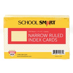 School Smart Ruled Index Card, 4 x 6 Inches, Canary, Pack of 100 088721