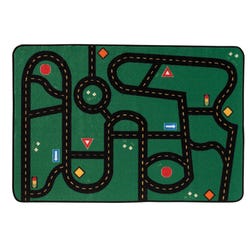 Carpets for Kids KID$Value Go-Go Driving Play Rug, 3 Feet x 4 Feet 6 Inches, Rectangle, Green, Item Number 1457496