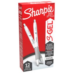 Image for Sharpie S-Gel Retractable Gel Pens, 0.7 mm, Black Ink/White Barrel, Pack of 12 from School Specialty