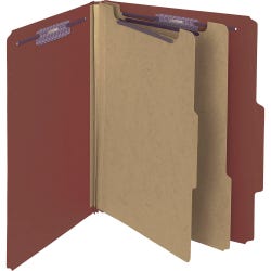 Image for Smead SafeSHIELD Classification Folder with Fasteners, Letter Size, 2 Inch Expansion, 2 Dividers, Red, Pack of 10 from School Specialty