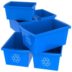 Image for School Smart Recycle Bin, 5-1/2 Gallon, Blue, Case of 6 from School Specialty