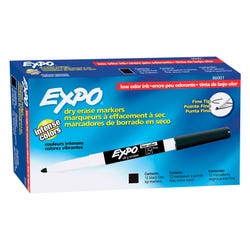 Image for EXPO Low Odor Dry Erase Marker, Fine Tip, Black, Pack of 12 from School Specialty