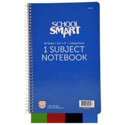 Image for School Smart Spiral Non-Perforated 1 Subject College Ruled Notebook, 9-1/2 x 6 Inches from School Specialty