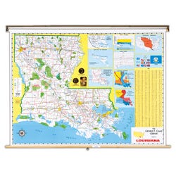 Image for Nystrom Louisiana Pull Down Roller Classroom Map, 64 x 50 Inches from School Specialty