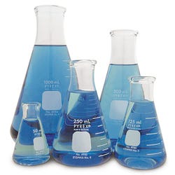 Image for Pyrex Narrow Mouth Erlenmeyer Flasks - Assorted Sizes - Set of 5 from School Specialty