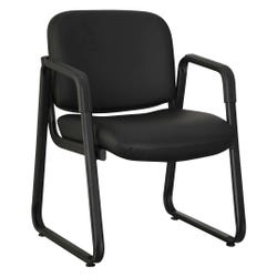 Image for Lorell Black Leather Guest Chair, 26 x 24-3/4 x 33-1/2 Inches, Black from School Specialty