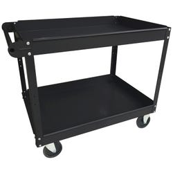 Lorell Steel Utility Cart - Utility Cart, 2-Shelf, 16 x 30 x 32 Inches, Black, Item Number 2006745
