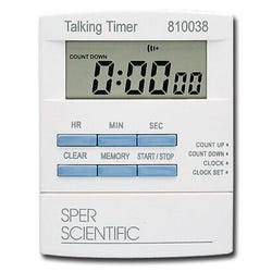 Sper Scientific Ltd Talking Countdown Timer, 24 Hour, 1 Second, 3/4 Inch, Large LCD, Item Number 572537