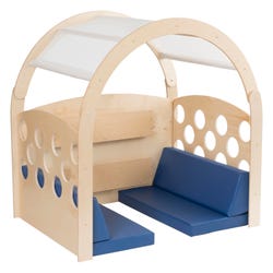 Image for Childcraft Reading Nook, Beige Mesh/Blue Canopy with Blue Cushions, 49-1/2 x 37 x 50 Inches from School Specialty