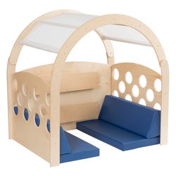 Image for Childcraft Reading Nook, Beige Mesh/Blue Canopy with Blue Cushions, 49-1/2 x 37 x 50 Inches from School Specialty