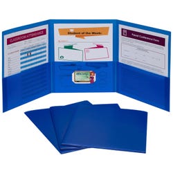 Image for C-Line 3-Pocket Tri-Fold Poly Portfolios, Blue, Pack of 24 from School Specialty