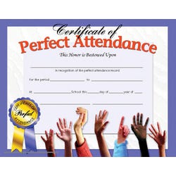 Image for Hayes Perfect Attendance Certificate, 11 x 8-1/2 inches, Paper, Pack of 30 from School Specialty