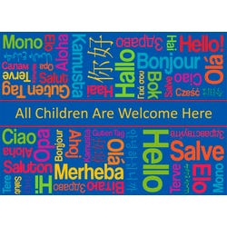 Image for Flagship Carpets Hello All Children Carpet, 6 Feet x 8 Feet 4 Inches, Rectangle from School Specialty