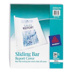 Image for Avery Sliding Bar Report Cover, 8-1/2 x 11 Inches, 20 Sheet Capacity, White/Clear, Pack of 50 from School Specialty