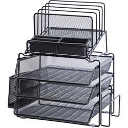 Image for Lorell Divided 4-tier Desktop Organizer, 13 x 14-1/2 x 16 inches, Black from School Specialty