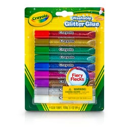 Image for Crayola Washable Glitter Glue, Fiery Flecks Colors, Assorted Colors, Pack of 9 from School Specialty