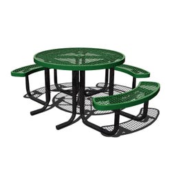 Image for Superior Site Amenities Portable Round Picnic Table, 3 Attached Seats, 46 Round x 30 Inches, Green Top, Black Frame from School Specialty