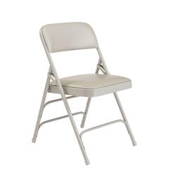 National Public Seating 1300 Premium Upholstered Folding Chair, Vinyl, 18 ga Steel Frame, Warm Grey, Set of 4, Item Number 2051298