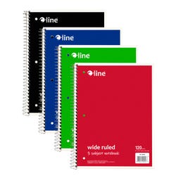 Image for C-Line 3-Subject Wide Ruled Paper Notebook, 8-1/2 x 10-1/2 Inches, 120 Sheets, Assorted from School Specialty