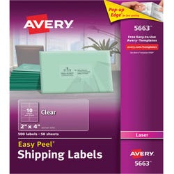 Image for Avery Easy Peel Shipping Labels, Laser, 2 x 4 Inches, Clear, Pack of 500 from School Specialty