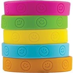 Image for Teacher Created Resources Happy Faces Award Wristband Silicone, Pack of 10 from School Specialty