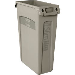 Image for Rubbermaid Slim Jim Waste Container with Venting Channel, 23 Gallon, Beige from School Specialty
