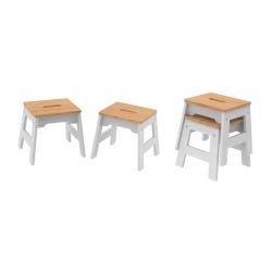 Image for Melissa & Doug Wooden Stools, 12 x 11 x 11 Inches, White/Natural, Set of 4 from School Specialty
