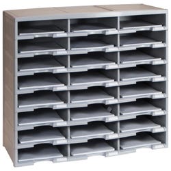 Image for Storex Stackable Literature Sorter, 24 Compartments, 31-3/8 x 14-1/8 x 20-1/2 Inches, Gray from School Specialty
