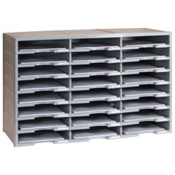 Image for Storex Stackable Literature Sorter, 24 Compartments, 31-3/8 x 14-1/8 x 20-1/2 Inches, Gray from School Specialty