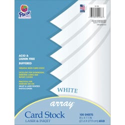 Image for Array Card Stock Paper, 8-1/2 x 11 Inches, White, Pack of 100 from School Specialty