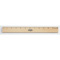 School Smart Thick Wooden Ruler, Single Beveled with Metal Edge, 12 Inches 081891