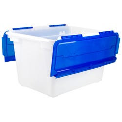 Image for Storex Flip Top Tote, 12 Gallons, Blue, Set of 4 from School Specialty