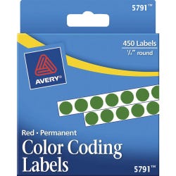 Image for Avery Permanent Color Coding Label, 1/4 Inch, Green, Pack of 450 from School Specialty