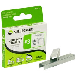 Image for Surebonder Number 3 Staples, Light Duty, 5/16 Inch Narrow Crown, Pack of 1000 from School Specialty
