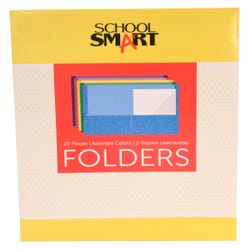 Image for School Smart Extra-Large Folders with Pockets, 9 x 12 Inches, Assorted Colors, Pack of 25 from School Specialty