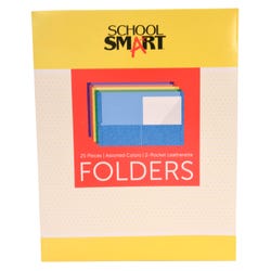 Image for School Smart Extra-Large Folders with Pockets, 9 x 12 Inches, Assorted Colors, Pack of 25 from School Specialty