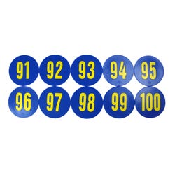 Image for Poly Enterprises Numbered 91 to 100 Spots, 9 Inches, Poly Molded Vinyl, Blue, Set of 10 from School Specialty