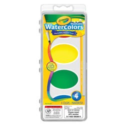 Image for Crayola Jumbo Non-Toxic Washable Watercolor Paint Set, Plastic Oval Pan, 4 Assorted Colors from School Specialty