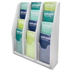 Image for Deflect-O Free Standing Literature Brochure Holder, 15-3/4 x 5 x 19-3/4 Inches, Gray, 12 Compartment from School Specialty