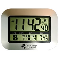 Image for Chicago Lighthouse Radio Controlled Clock, LCD, Atomic, 9-3/4 x 7-1/4 Inches from School Specialty