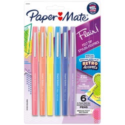 Image for Paper Mate Flair Felt Tip Pens, 0.7 mm, Assorted Special Edition Retro Accents, Set of 6 from School Specialty