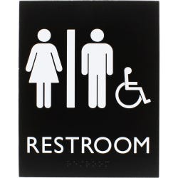 Image for Lorell Restroom Sign, 8.5 x 6.4 x 0.8 Inches, Black from School Specialty