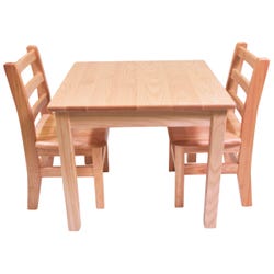 Image for Childcraft Hardwood Table and Chair Set, Square, 24 W x 24 D x 22 H Inches, Two 14 - Inch Chairs from School Specialty