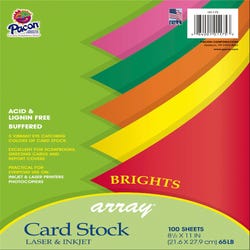 Image for Array Card Stock Paper, 8-1/2 x 11 Inch, Assorted Bright Colors, Pack of 100 from School Specialty