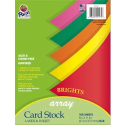 Image for Array Card Stock Paper, 8-1/2 x 11 Inch, Assorted Bright Colors, Pack of 100 from School Specialty